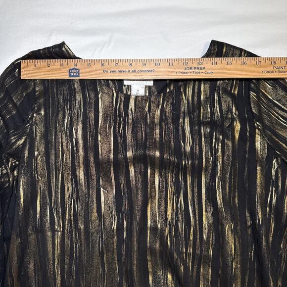 Drapers & Damons Black Gold Elastic Hem Womens Size 1X Blouse Party Holiday EUC - Picture 4 of 13